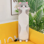 Cute Cat Plush Toy Long Pink Brown Grey Sleeping Cats Leg Pillow Squishy Little Animal Doll Appeasing Plushie Gift