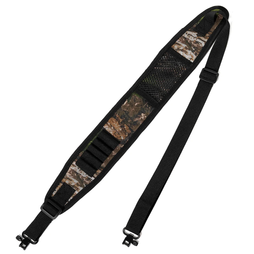 Adjustable Rifle Sling with Shell Holders & Storage Pocket, Anti-Slip Comfort Gun Sling for Hunting Shooting Outdoor