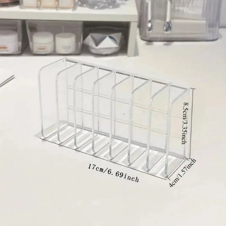 7-Slot Transparent Plastic Cosmetic Organizer Multi-Functional Makeup Holder for Home Office Bathroom Dressing Table Sorting