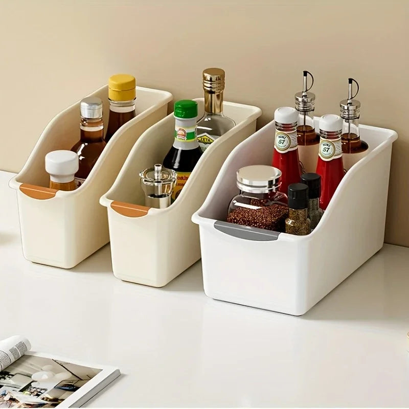 Curved Plastic Storage Bins Set - Multipurpose Home Organization Boxes for Cleaning Supplies & Household Essentials