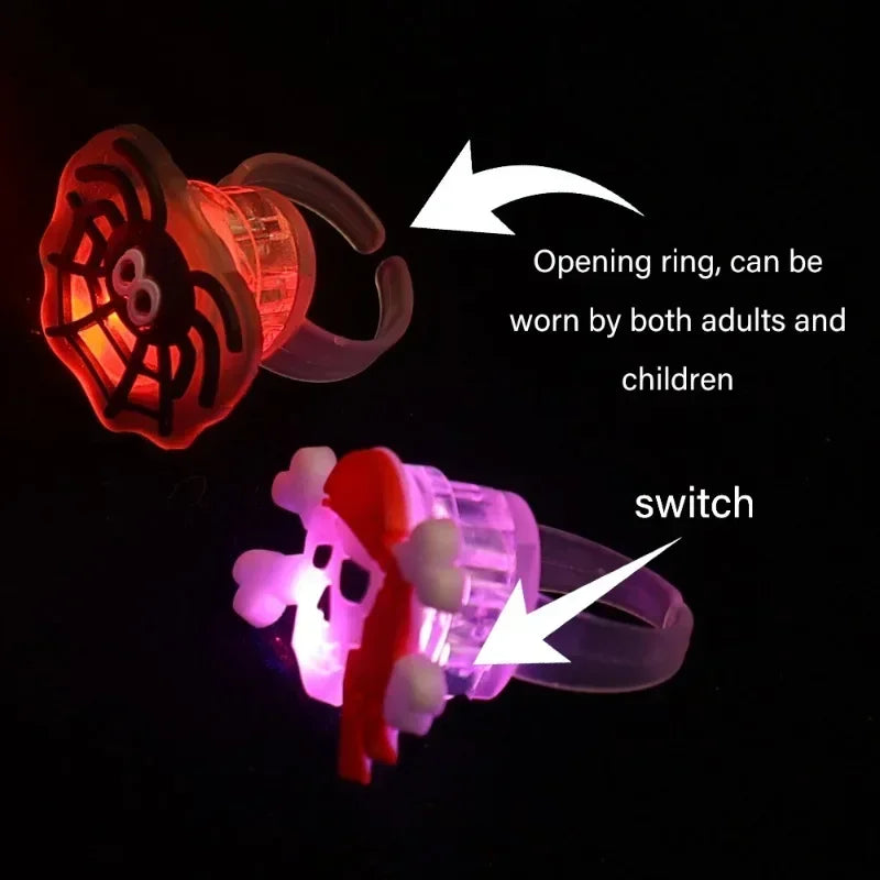 Halloween Luminous Rings Women Men Creative Cute Random Color Ring Pumpkin Ghost Spider Flash Finger Rings Fashion Accessories