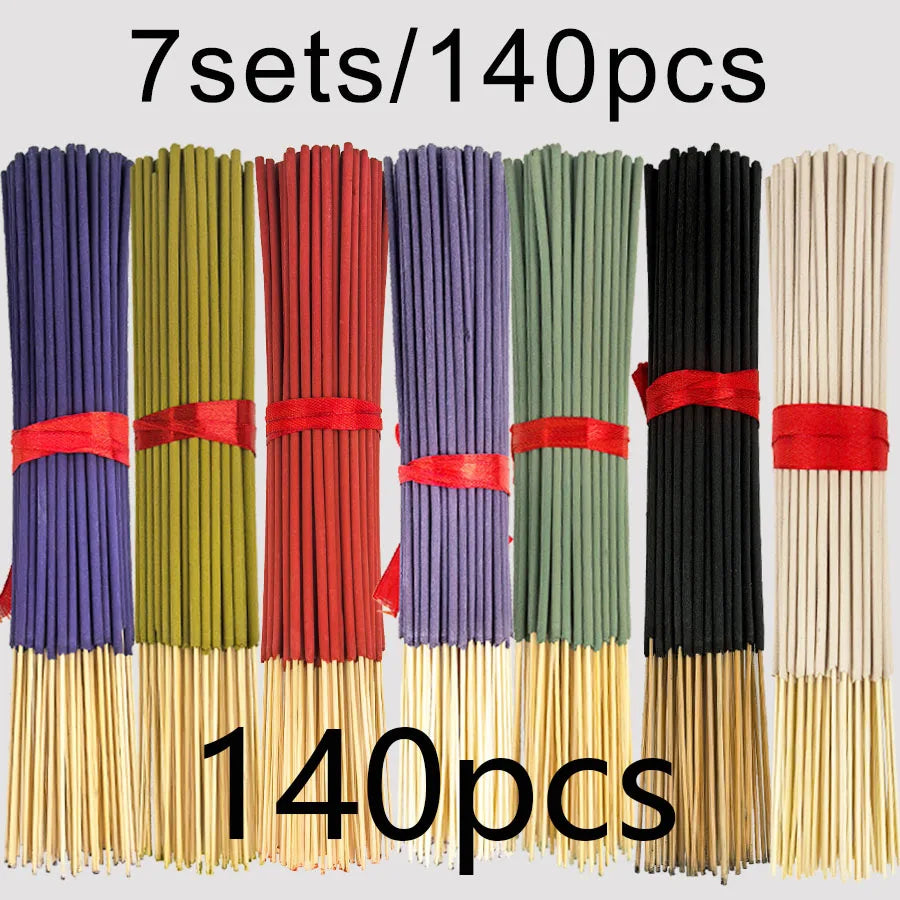 7 Sets of 140 Incense Sticks, Available in Four Seasonal Sets: Rose, Lavender, Sandalwood, Jasmine, Mint, Cherry Blossom, Herbal, and Dragon Blood Wood, with 20 Sticks in Each Pack, Suitable for Home Use, Office, Yoga, Medita