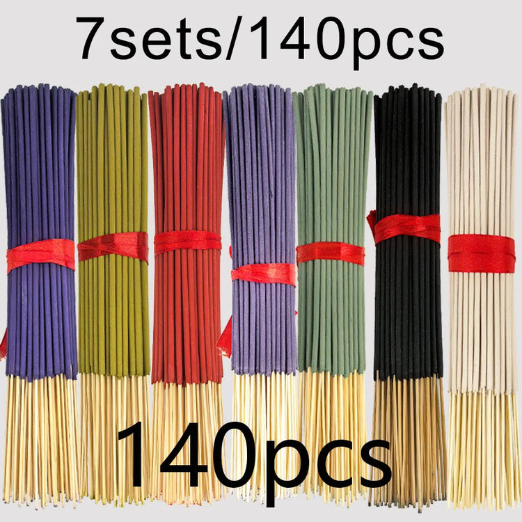 7 Sets of 140 Incense Sticks, Available in Four Seasonal Sets: Rose, Lavender, Sandalwood, Jasmine, Mint, Cherry Blossom, Herbal, and Dragon Blood Wood, with 20 Sticks in Each Pack, Suitable for Home Use, Office, Yoga, Medita