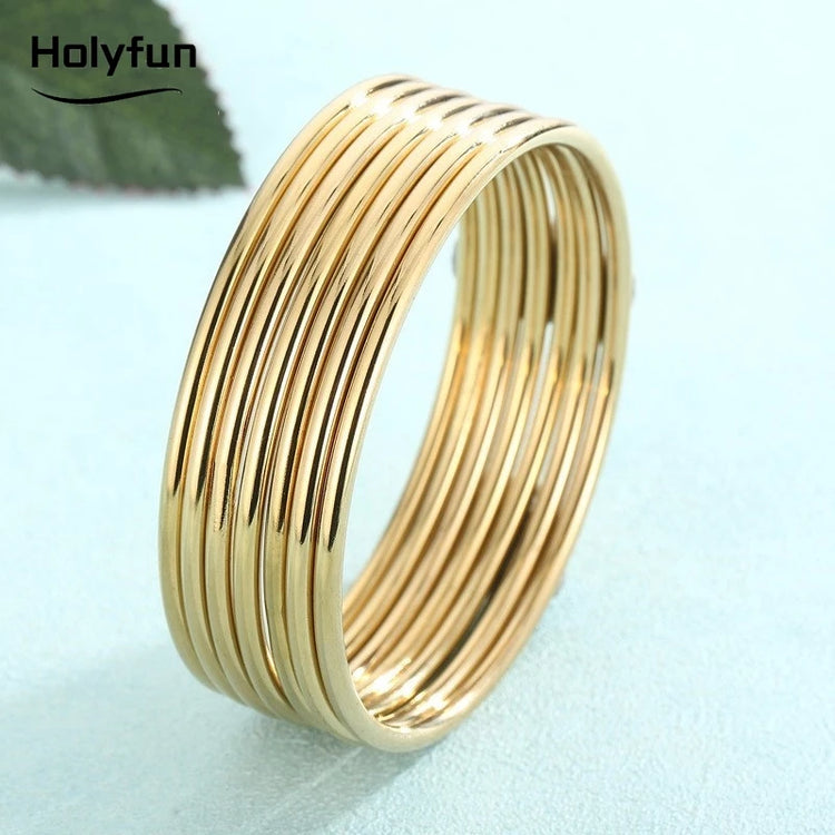 Fadeless Stainless Steel Bangle Bracelet For Women Non Fading Circular Minimalist Women's Hand Bracelets Woman Luxury Jewelry