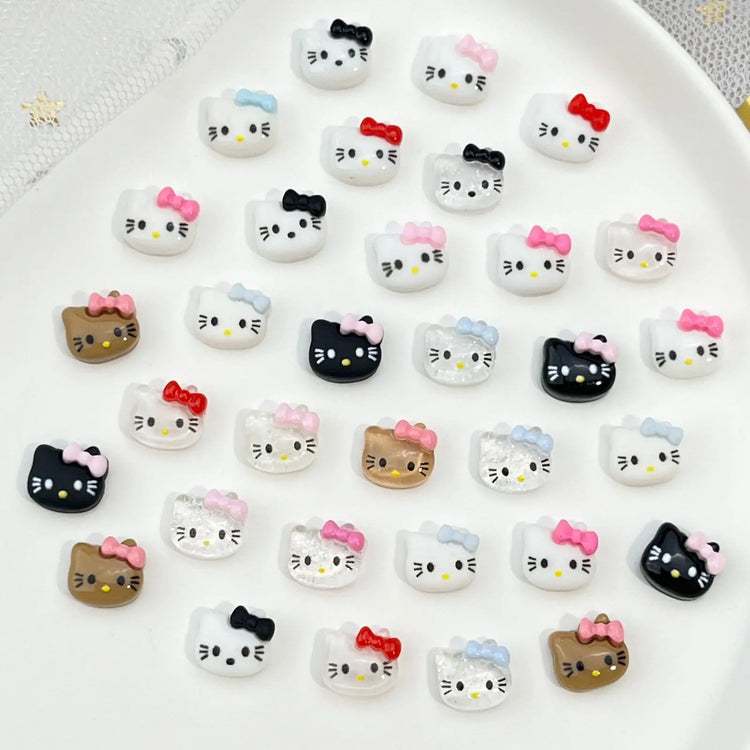 50Pcs Leopard Sanrio 3D Resin Nail Charms Mixed Kuromi My Melody Kitty Nail Parts DIY Manicure Decor Accessories