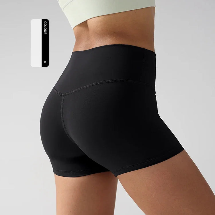 Solid Color High-Waisted Yoga Shorts for Women Quick Dry Breathable Fitness Sport Running Cycling Leggings