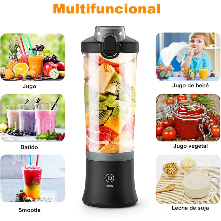 Portable Blender, 600ml Personal Size Juicer Machine, Smoothie Blender with Six Blades, USB Rechargeable Juicer Cup for Travel, Gym, Outdoor and Home