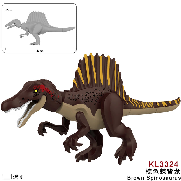 Jurassic Dinosaurs Spinosaurus Brick Figure Multiple Color Versions Articulated Limbs Collectible Dinosaur Toy Educational Toy