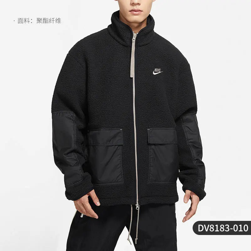 Nike Official Authentic Men's Sport Casual Fleece Warm Stand Collar Jacket DV8183-010