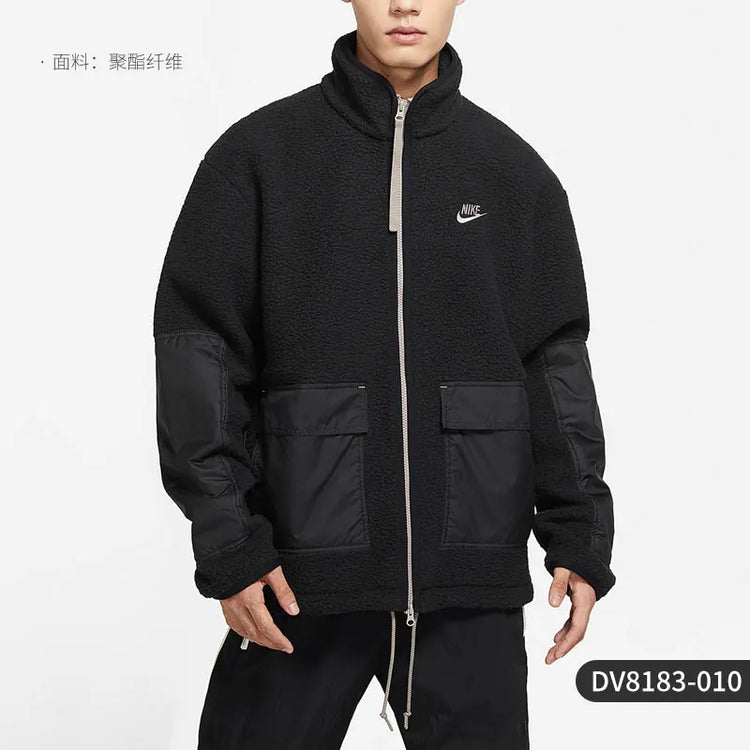 Nike Official Authentic Men's Sport Casual Fleece Warm Stand Collar Jacket DV8183-010