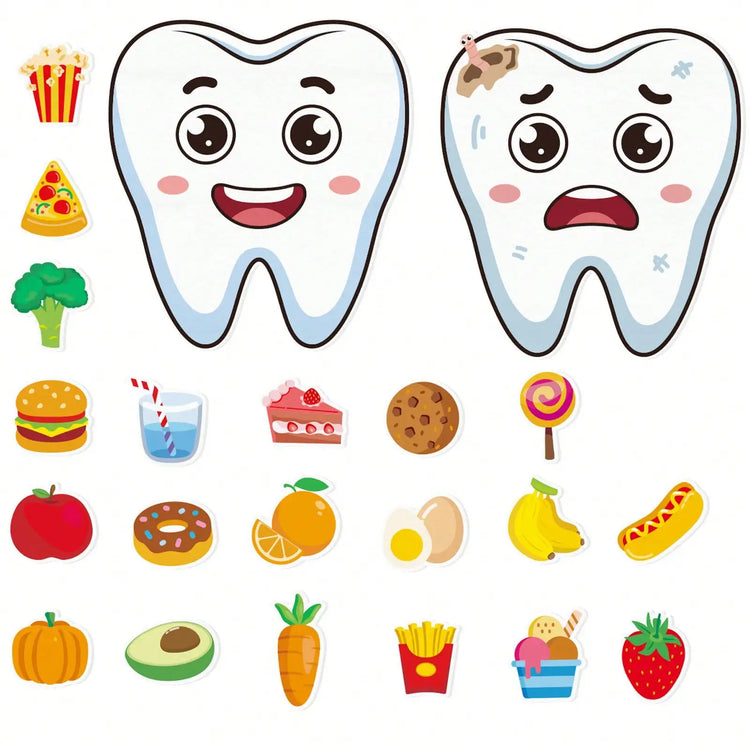 22Pcs Kids Dental Health Felt Set Oral Hygiene Food Sorting Educational Toy for Home And Classroom Learning