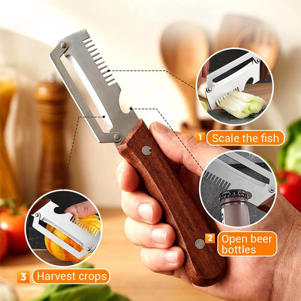 2PC Set Kitchen Peeler Stainless Steel Vegetable Peeler Wooden Handle For Peeling And Slicing Fruits And Vegetables Kitchen Tool