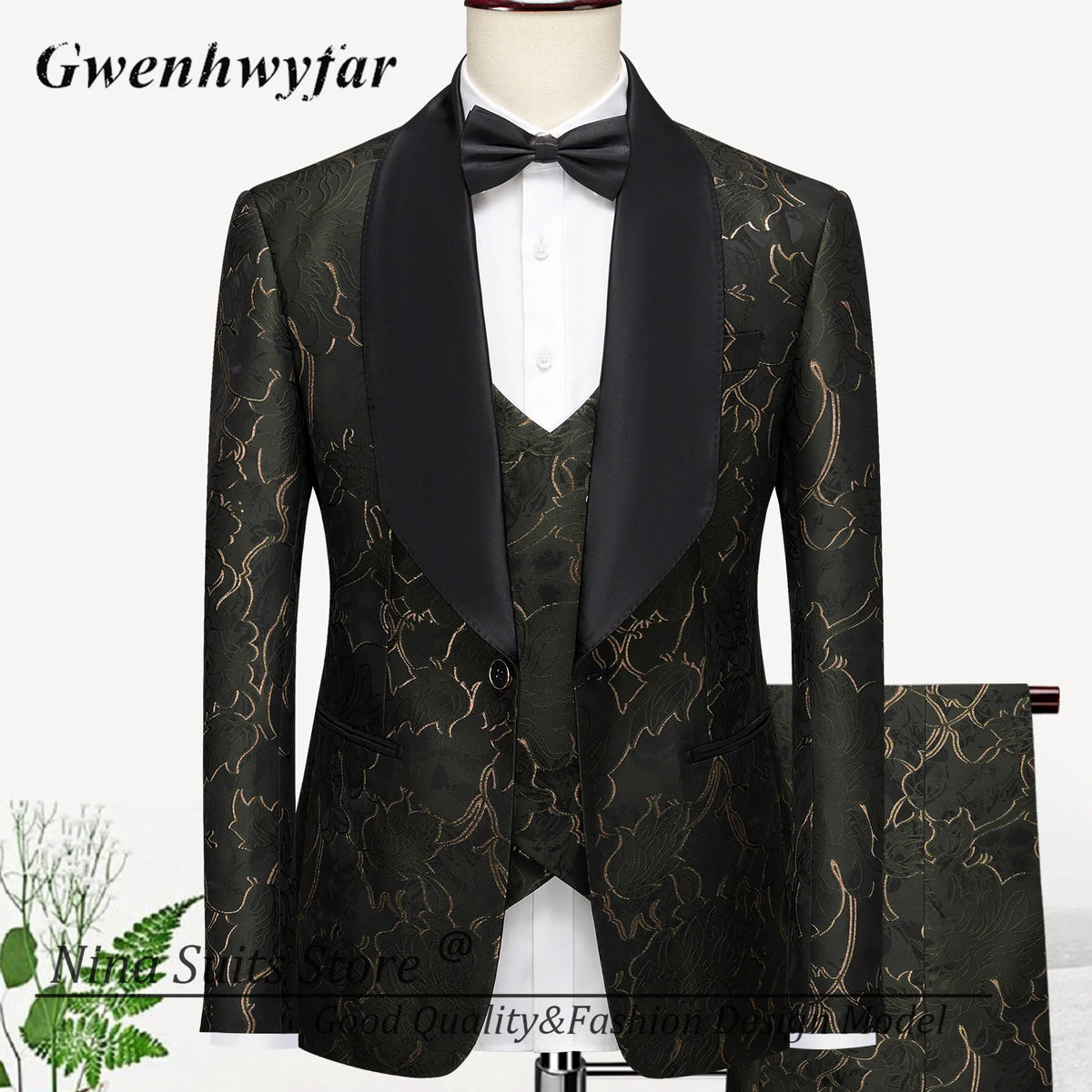 G&N 2026 New Series Men Suits Blazer Beautiful Lilac Purple Floral Pattern Tuxedos 3 Pieces Formal Party Costume Homme Slim Fit