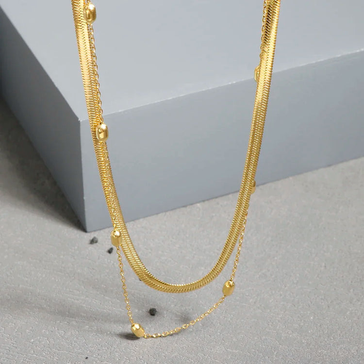 Stainless Steel Vintage Textured Delicate Necklace