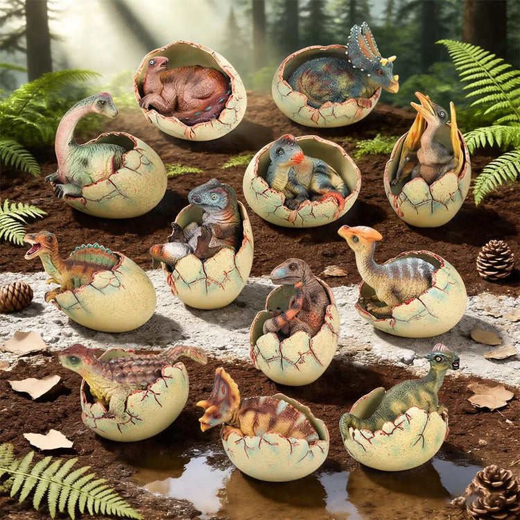 Realistic Hatching Dinosaur Egg Model T-Rex Spinosaurus Velociraptor Pterosaur Figurine Statue Home Decor Collection Ornaments