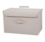 Washable Cotton Linen Fabric Folding CD Storage Box Foldable Bins Toys Organizer With Lid Storage Basket Laundry Basket