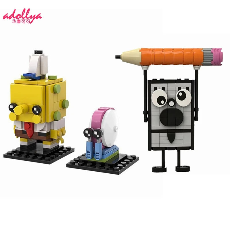 Adollya MOC Creative Animated Movie Figure Pineapple Pencil Model Building Blocks Bricks Set Toys for Gifts
