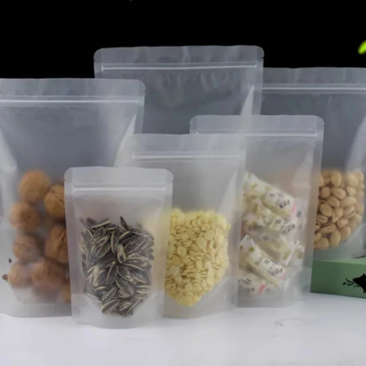 100Pcs Resealable Stand Up Frosted Plastic Zip Lock Bags for Snacks Coffee Cereals Corn Beans Beverages Packing Storage Pouches