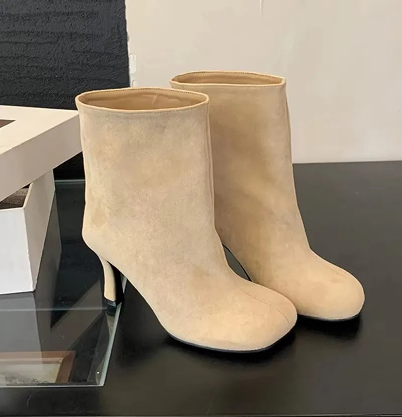 Botas Feminina High Heel Leopard Print Boots Women Ankle Boots Autumn Ladies Elegant Pointed Toe Short Botas Zapatos De Mujer
