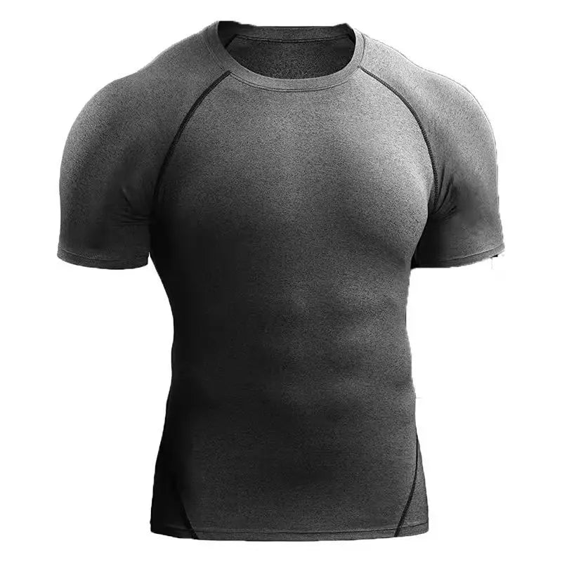 Men's Sports T-Shirt Quick-Dry Tight-Fitting Top Short-Sleeve Sports Shirt Gym Running Training Stretch Slim Fit