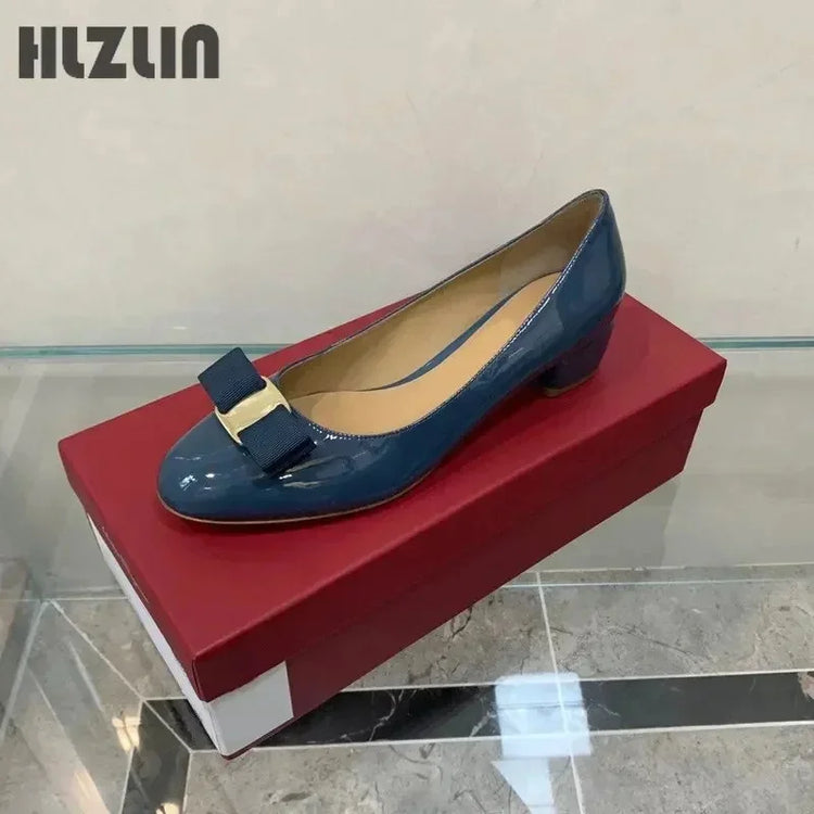 JP GPBD Ballet flats new leather round head shallow bow multifunctional single shoes women's leather bow bow design