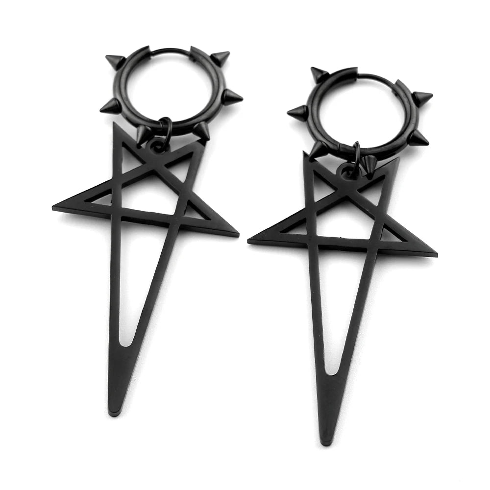 Punk Spike Rivet Hoop Earrings For Women Men Ear Studs Stainless Steel Gothic Hip Hop European and American Earring Jewelry Gift