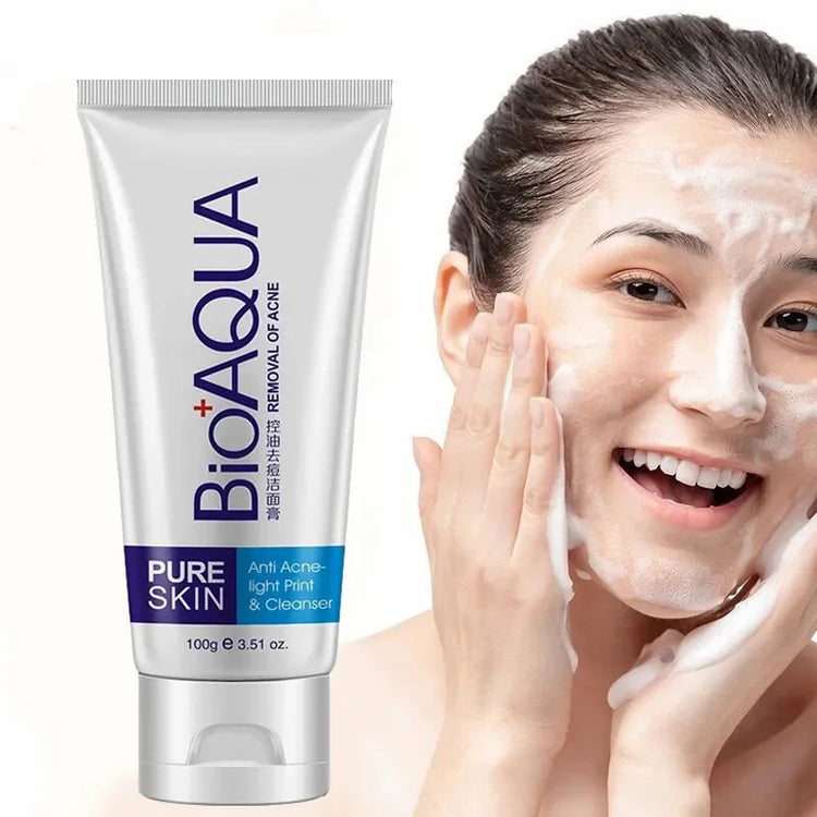 BIOAQUA Facial Cleanser Anti Wrinkle Face Wash Foam Skincare Face Cleanser Anti Acne Blackhead Remover Moisturizing Skin Care