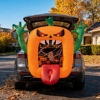 6 FT Inflatable Halloween Pumpkin Arch with LED Lights Self Inflating Outdoor Yard and Trunk or Treat Decoration 210T Polyester 12V Plug Spooky Holiday Party Lawn Garden Night Display Props