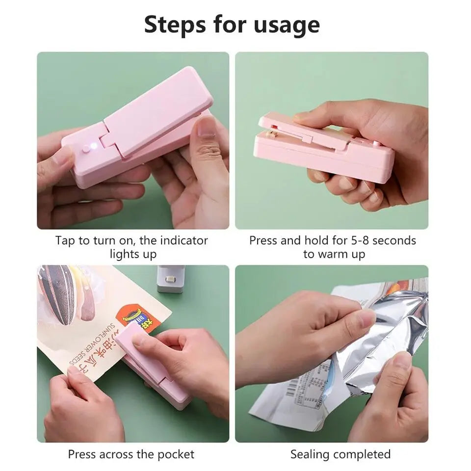 Heat Seal Device,  2-in-1 USB Chip Bag Sealer Machine with Cutter Heat Sealer Food Resealer Bag Kitchen Tool for Snacks Sealing
