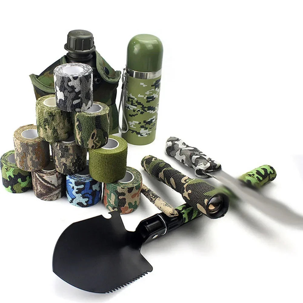 Tactical Camo Tape Hunting Self-Adhesive Wrap Stretch Bandage Outdoor Gear Concealment Cylindrical Object Protection Accessories