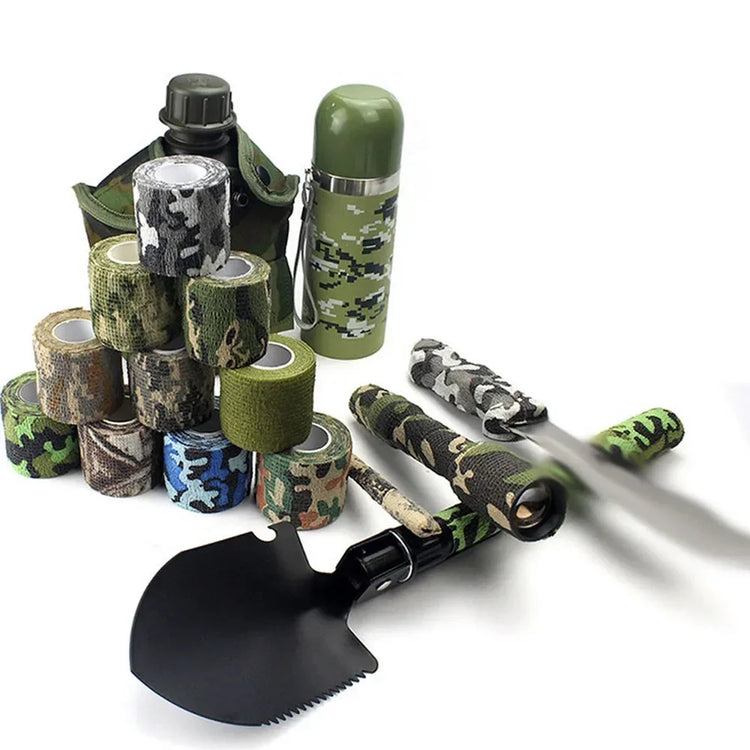 Tactical Camo Tape Hunting Self-Adhesive Wrap Stretch Bandage Outdoor Gear Concealment Cylindrical Object Protection Accessories