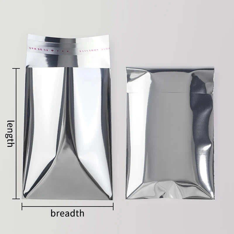 100pcs Aluminum Foil Silver Self-Adhesive Self-Sealing Packaging Bags, Documents, Postcards, Small Business Batch Packaging Bags