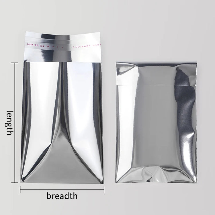 100pcs Aluminum Foil Silver Self-Adhesive Self-Sealing Packaging Bags, Documents, Postcards, Small Business Batch Packaging Bags