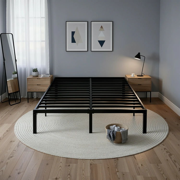 HOOMIC Twin/Full/Queen/King Heavy-Duty Metal Bed Frame with 14 Inch Under-Bed Storage — No Box Spring Needed, Easy Assembly