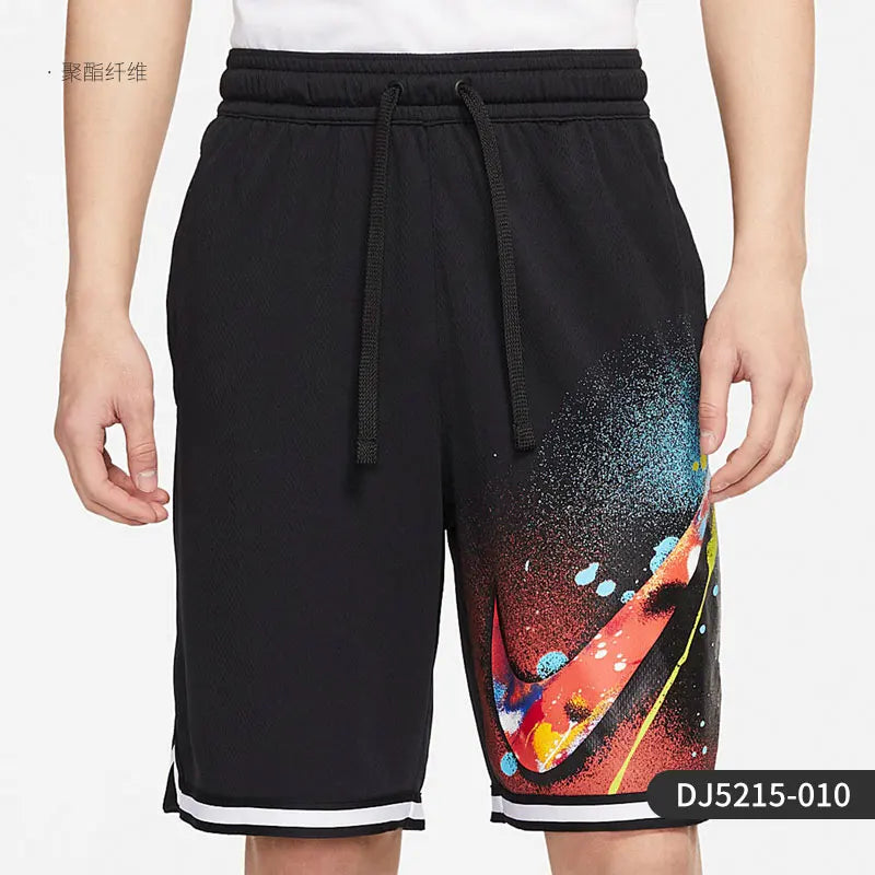 Nike genuine printed big logo basketball training breathable men's five quarter shorts DJ5215-010