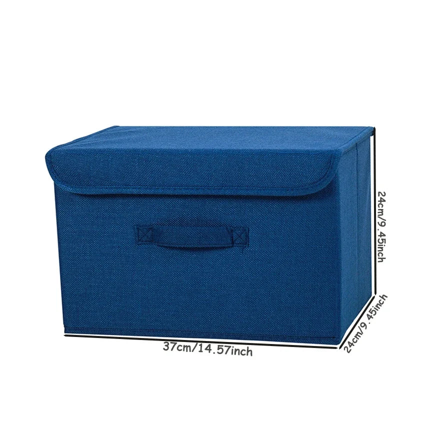 Washable Cotton Linen Fabric Folding CD Storage Box Foldable Bins Toys Organizer With Lid Storage Basket Laundry Basket