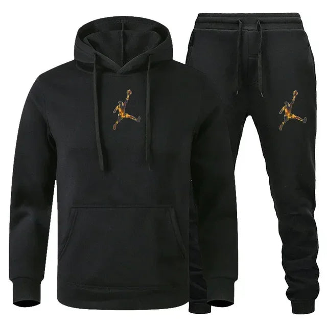 2025 Autumn_Winter Men's jogging Fitness sportswear Set_ Fashionable long-sleeved sweatshirt + casual pants 2-piece set