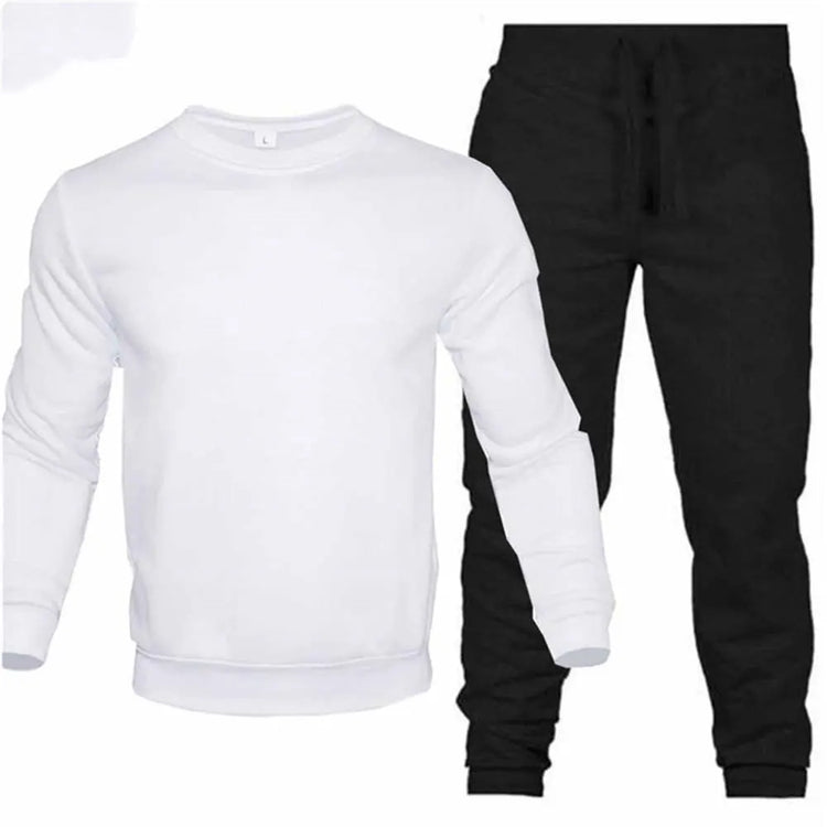 Men's Two-Piece Set O-Neck 2 Pieces Sets Tracksuit Hooded Sweatshirt +Drawstring Pants Male Sport Hoodies Running Sportswear