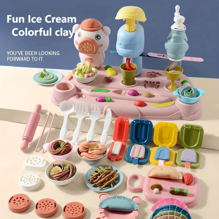 Ice Cream Play Dough Set - Vibrant Colors & Accessories, Creative Birthday Gift for Girls & Boys