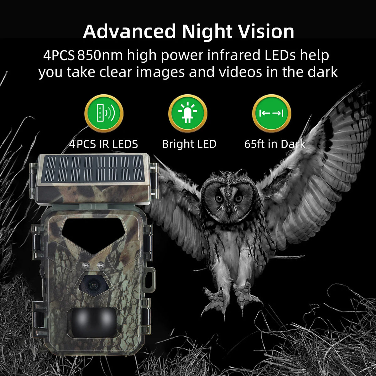 Suntekcam Mini Solar Trail Camera, 20MP 1080P Night Vision IP65 Waterproof, 0.5s Trigger Deer Scouting Wildlife Monitoring