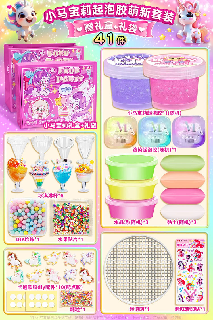 DIY Crystal Mud Slime Kit Fluffy Clear Educational Stress Relief Sensory Toy for Kids Girls Boys Birthday Gift