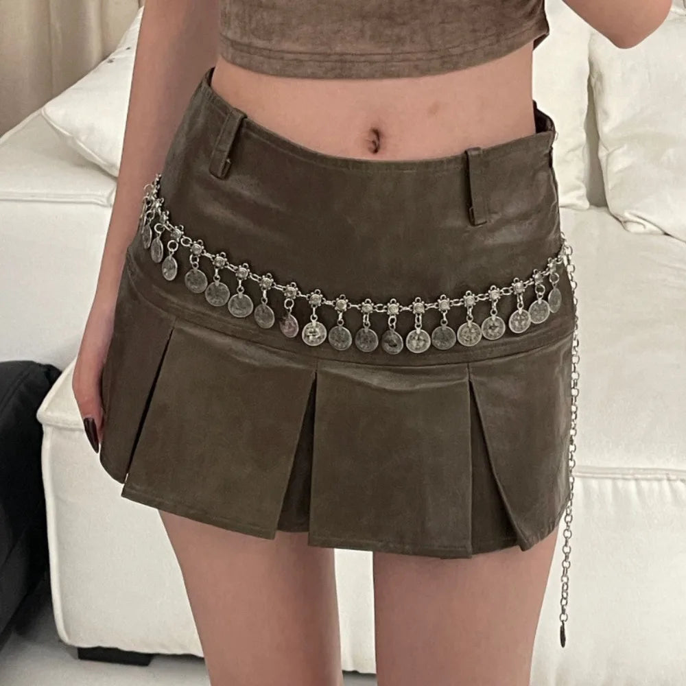 Retro Ethnic Style Waist Chain Metal Silver Bohemian Versatile Belt Dress Decoration Sweater Chain