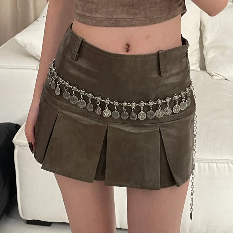 Retro Ethnic Style Waist Chain Metal Silver Bohemian Versatile Belt Dress Decoration Sweater Chain