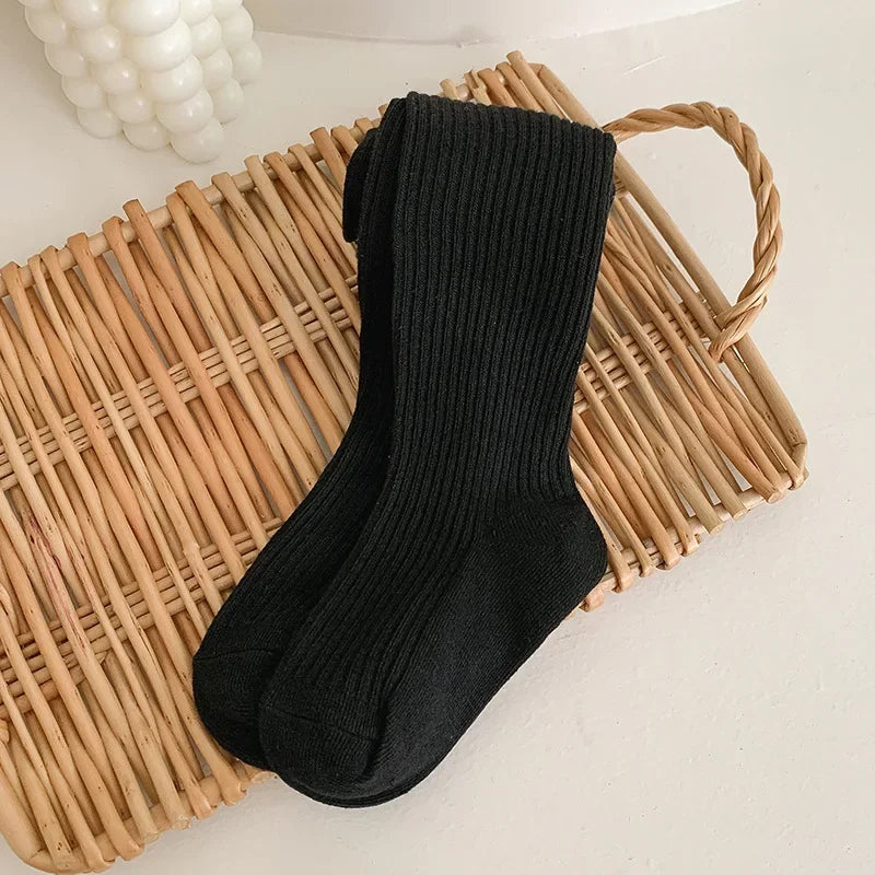 Cotton Warm Pantyhose Baby Kids Autumn Winter Tights Toddler Girls Boys Ribbed Stockings  Solid Candy Color Tights 0-9Years