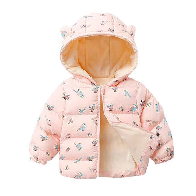 Winter Baby Kids Fleece Jacket For Children Cartoon Coats Autumn Boys Warm Hooded Down Jackets Girls Plush Warm Outerwear