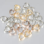 50pcs Heart Frame Wrapped Bead Double Stright Hole Spacers Loose Beads  for Jewelry Making DIY Findings
