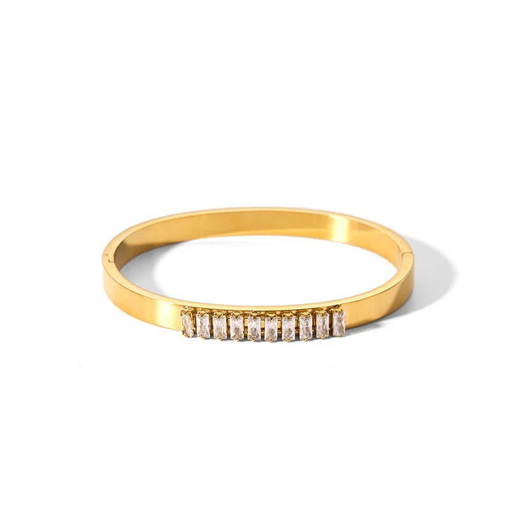 New Waterproof Cubic Zirconia Bangles Stainless Steel Bracelets Tarnish Free  Jewelry for Women Factory Wholesales Customize