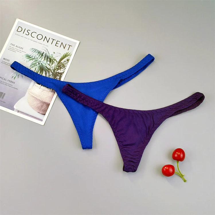 2Pcs Sexy Mini Micro Thongs Low Waist Seamless Female Underpants Comfortable Solid Bikini Underwear Women G String