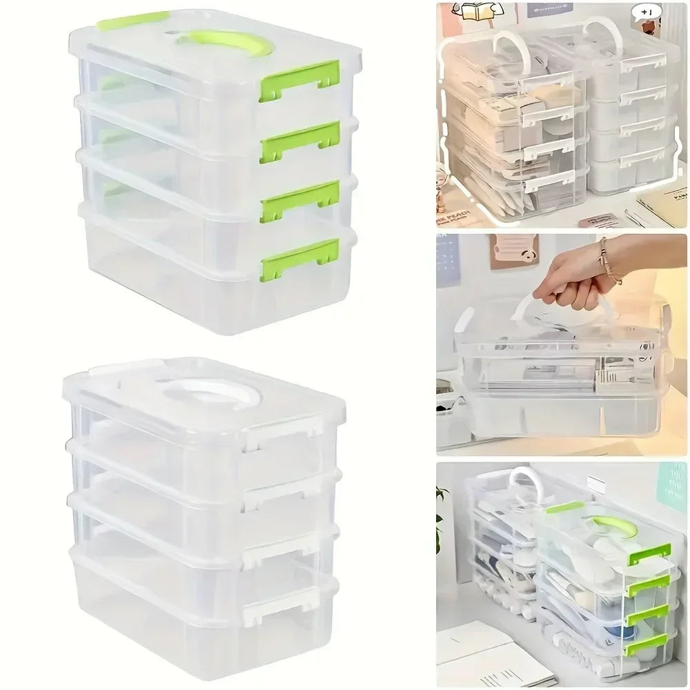 Building Blocks Storage Box Transparent Visibility Tool Classification Boxes Moisture-Proof Grid Drawer Stackable Casket