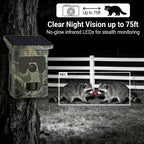 50MP 4K Solar Panel Hunting Camera Infrared Night Vision Monitoring Wildlife Trap Trail Camera Video Photo Recorder Cam